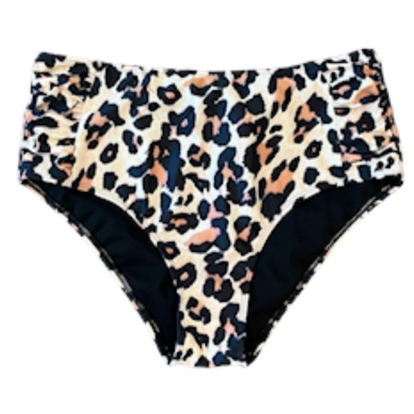 Cheetah high waist swim bikini bottoms ruched animal print Cheetah Womens L NWOT - Picture 1 of 6